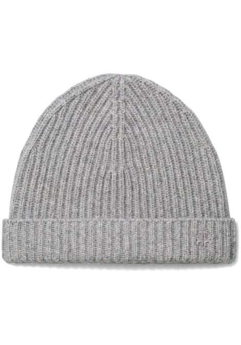 Grey ribbed cashmere beanie Tory burch - women